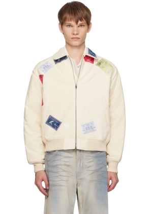 Stefan Cooke Beige CB Patch Bomber Jacket