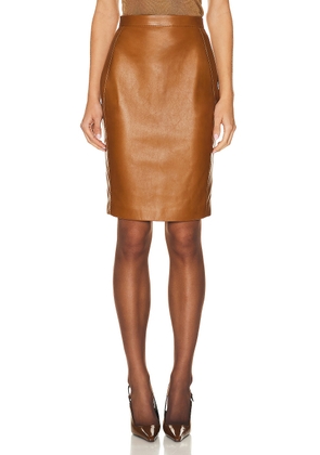Saint Laurent Leather Skirt in Marron Glace - Cognac. Size 38 (also in ).