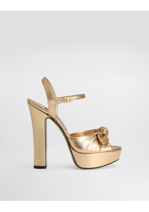Dolce & Gabbana Mordoré Nappa Leather Sandals - Woman Sandals And Wedges Gold Leather 37