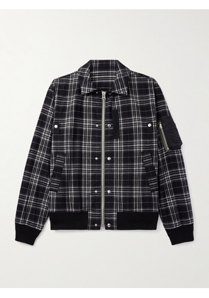 Sacai - Nylon-Trimmed Padded Checked Cotton-Flannel Blouson Jacket - Men - Black - 1