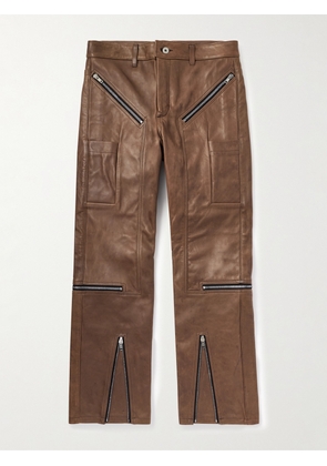 Rick Owens - Slim-Fit Leather Trousers - Men - Brown - IT 46