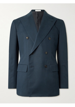 UMIT BENAN - Pietro Double-Breasted Cotton-Blend Twill Suit Jacket - Men - Blue - IT 46