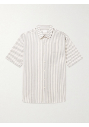 Sunspel - Embroidered Striped Cotton Shirt - Men - Neutrals - S