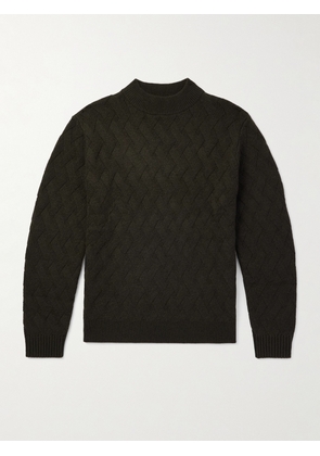 Allude - Cable-Knit Wool and Cashmere-Blend Mock-Neck Sweater - Men - Green - S