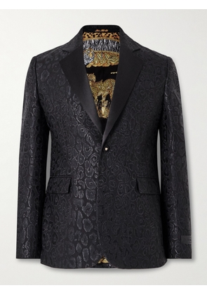 Versace - Satin-Trimmed Leopard-Jacquard Twill Tuxedo Jacket - Men - Black - IT 48