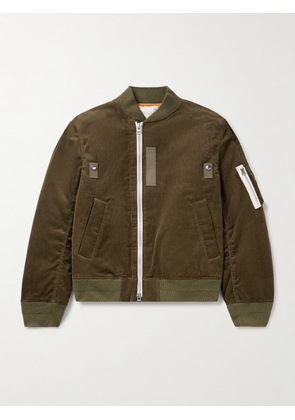 Sacai - Canvas-Trimmed Cotton-Blend Corduroy Bomber Jacket - Men - Green - 1