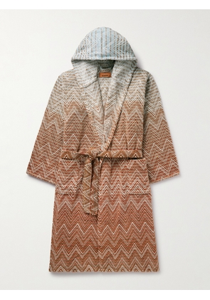 Missoni Home - Stone Ombré Striped Cotton-Terry Hooded Robe - Men - Brown - S