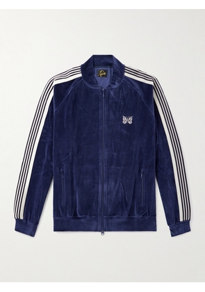 Needles - Logo-Embroidered Striped Cotton-Blend Velour Track Jacket - Men - Blue - S