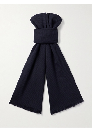 TOM FORD - Frayed Puppytooth Wool Scarf - Men - Blue