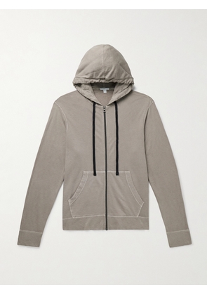 James Perse - Garment-Dyed Cotton-Jersey Zip-Up Hoodie - Men - Gray - 1