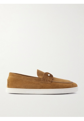 Christian Louboutin - Embellished Suede Boat Shoes - Men - Brown - EU 40