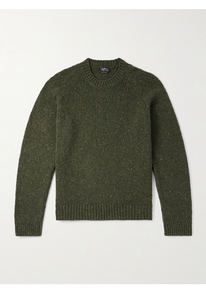 A.P.C. - Harris Flecked Merino Wool Sweater - Men - Green - XS