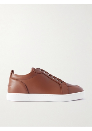 Christian Louboutin - Rantulow Orlato Grosgrain-Trimmed Full-Grain Leather Sneakers - Men - Brown - EU 40
