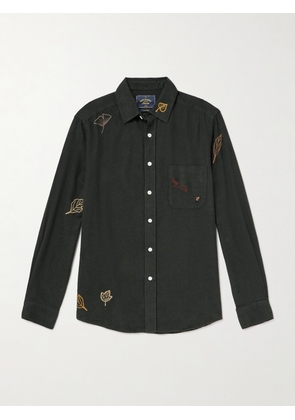 Portuguese Flannel - Fall Leaves Embroidered Cotton-Flannel Shirt - Men - Green - XS