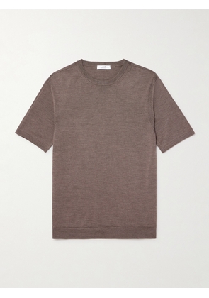 Mr P. - Ribbed Merino Wool T-Shirt - Men - Brown - XS