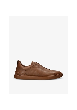 Mens Ermenegildo Zegna Tripe Stitch Leather Low-Top Trainers