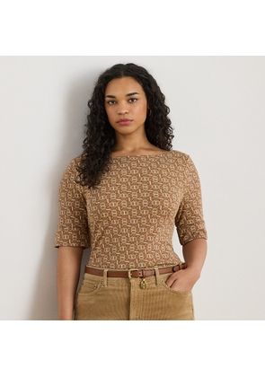 Curve - Geo-Print Stretch Cotton Boatneck Tee