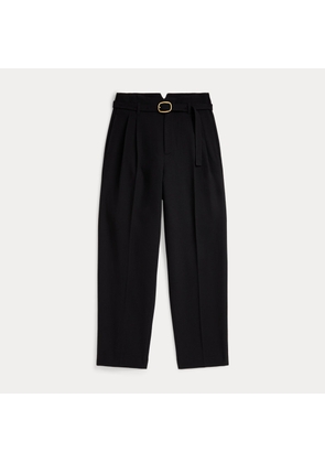 Belted Wool Pleated Tapered Trouser