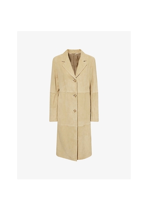 Womens Toteme Notch-Lapels Two-Slip-Pockets Suede Coat