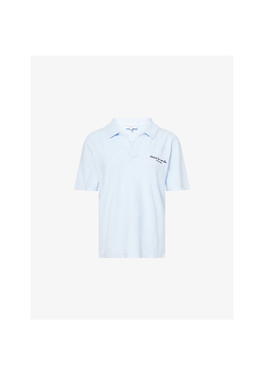 Womens Sporty & Rich April Eden Script Terry-Cotton Polo Top