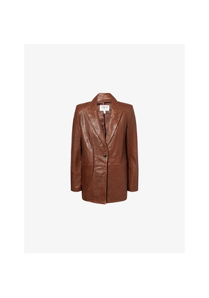 Womens TWP James Peak-Lapels Leather Blazer