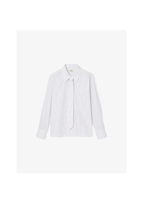 Womens Sandro Striped Pointed-Collar Cotton Shirt