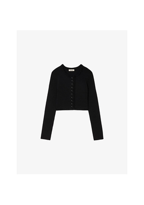 Womens Sandro Ribbed Cropped Knitted Cardigan