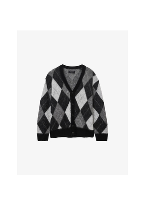 Mens Allsaints Bower Argyle-Pattern Knitted Cardigan