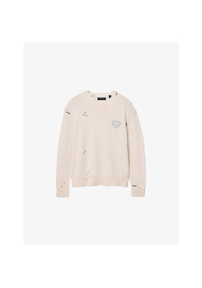 Mens Allsaints Theo Brand-Appliqué Cotton-Knit Jumper