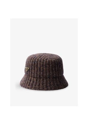 Womens Prada Melange Knitted Wool Bucket Hat