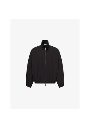 Mens Fear Of God De-Bossed Logo-Patch Stand-Collar Shell Track Jacket