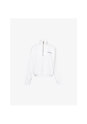 Womens Sporty & Rich Eden Crest Quarter-Zip Cotton Sweatshirt