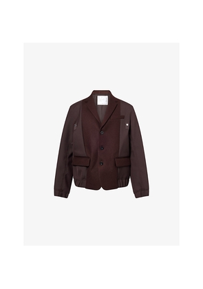 Mens Sacai Contrast-Panel Notch-Lapels Wool Jacket