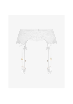 Womens Agent Provocateur Nelle Embroidered Mesh Suspender Belt
