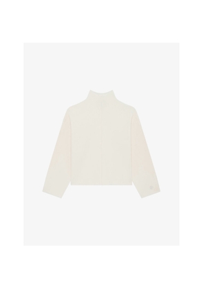 Womens The Kooples Logo-Embroidered Funnel-Neck Stretch-Woven Jumper