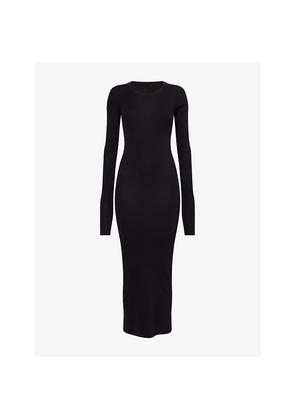 Womens Rick Owens Slim-Fit Long-Sleeves Ribbed Wool-Blend Gown