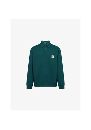 Mens Carhartt WIP Logo-Patch Long-Sleeve Cotton Polo Sweatshirt