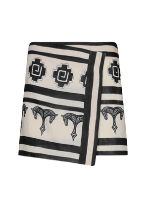 Johanna Ortiz - Roots Linen Wrap Mini Skirt - Black/white - US 2 - Moda Operandi