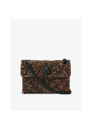 Womens Kurt Geiger London Mini Kensington Leopard-Print Suede Shoulder Bag