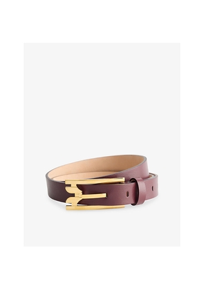 Womens Victoria Beckham Pinbuckle Gold-Buckle Leather Belt