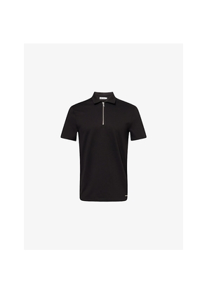Mens Belier Zip Short-Sleeves Stretch-Woven Polo Shirt