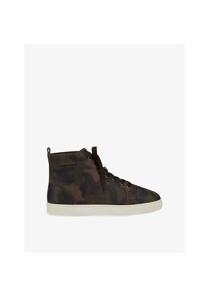 Mens Christian Louboutin Louis Crosta Camouflage High-Top Leather Sneakers
