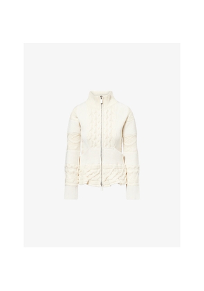 Womens Sacai Cable-Knit High-Neck Wool-Blend Jacket
