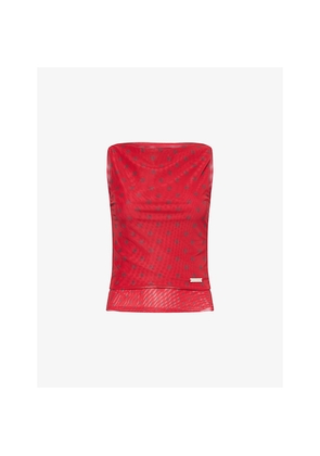 Womens House Of Sunny Layer Polka-Dot Stretch-Woven Vest