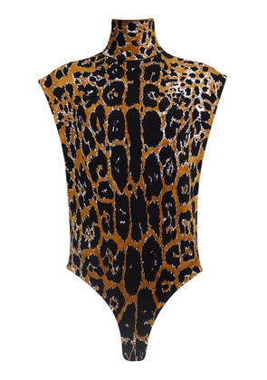 ALAÏA Leopard Printed Jacquard Knit Top - Moda Operandi