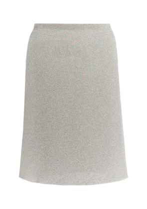 Miu Miu Lamé Ribbed-Knit Midi Skirt - Moda Operandi