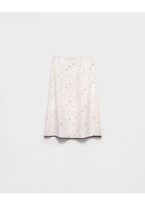Floral print pongé skirt