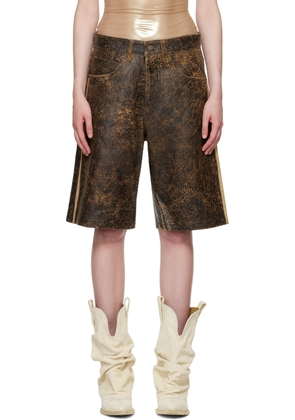 GUESS USA Brown Low-Rise Leather Shorts
