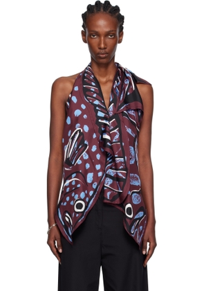 Bottega Veneta Burgundy Silk Twill Printed Top