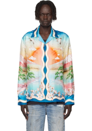 Casablanca Multicolor 'Tennis Club' Long Sleeve Silk Shirt